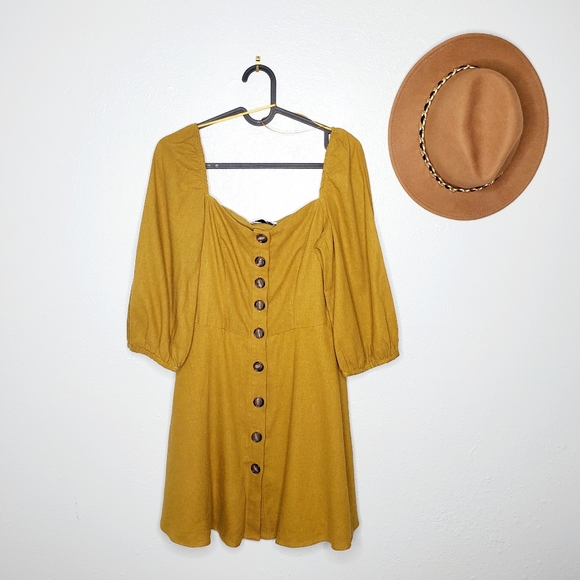 [LAST] NWT Zara S Button Puff Sleeve Mini Dress - Picture 8 of 8